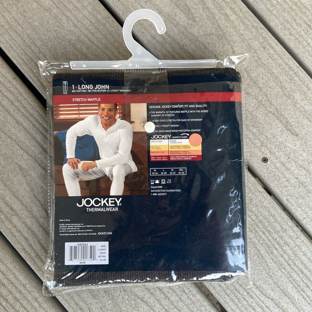 Jockey  Thermal Pant Base Long John Gray Beige Waffle Warmer Cotton Poly L 2006 - Picture 4 of 8
